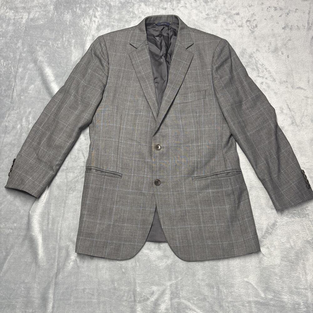 Brooks Brothers 1818 Fitzgerald Saxxon Blazer Mens 39R Grey Wool Check Suit